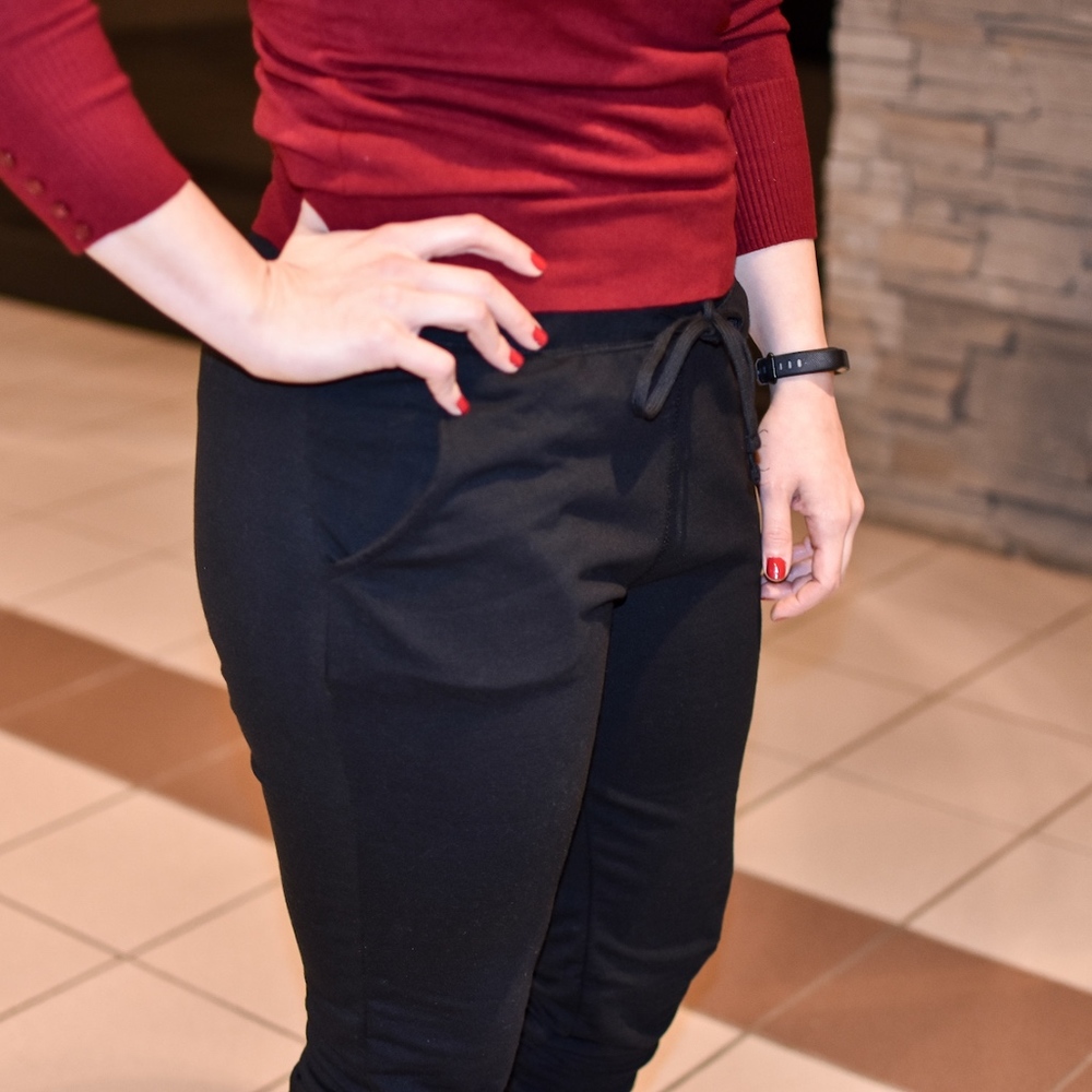 French Terry Drawstring Joggers in Black - Picture 5 of 7